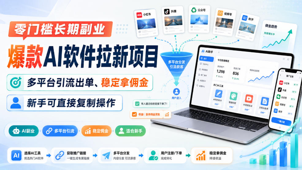 零门槛长期副业,爆款AI软件拉新项目,多平台引流出单、稳定拿佣金,新手可直接复制操作采购|汽车产业|汽车配件|机加工企业家交流社群中心