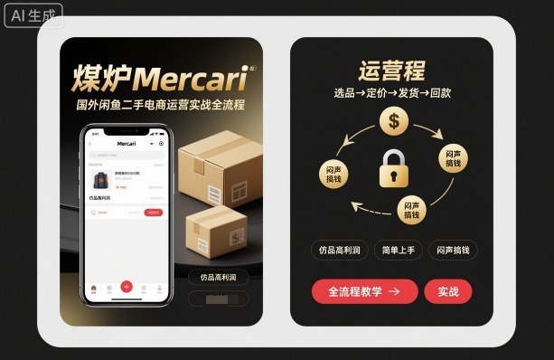 煤炉Mercari国外闲鱼二手电商运营实战全流程,仿品高利润,简单上手,闷声搞钱采购|汽车产业|汽车配件|机加工蚂蚁智酷企业交流社群中心