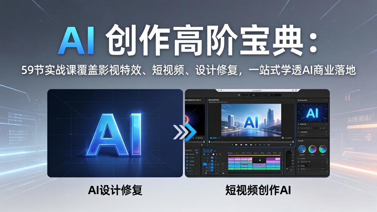 AI 创作高阶宝典:59节实战课覆盖影视特效、短视频、设计修复,一站式学透AI商业落地采购|汽车产业|汽车配件|机加工企业家交流社群中心