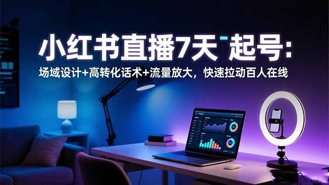 小红书直播7天起号:场域设计+高转化话术+流量放大,快速拉动百人在线采购|汽车产业|汽车配件|机加工蚂蚁智酷企业交流社群中心