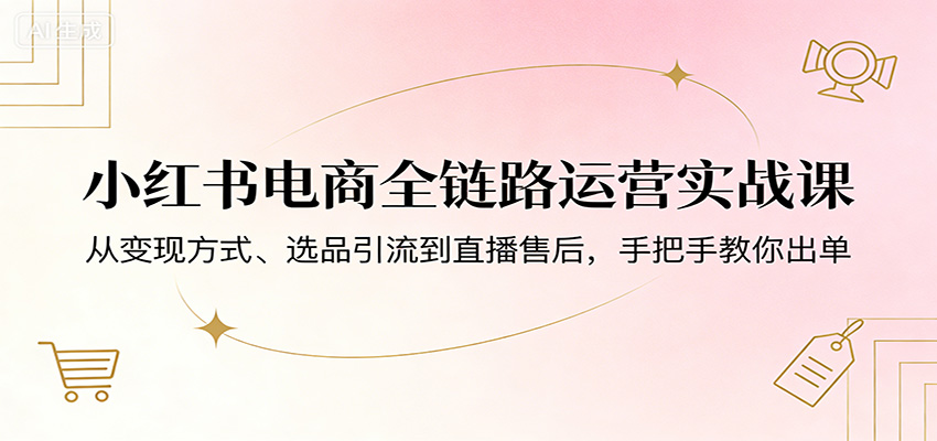 小红书电商全链路运营实战课：从变现方式、选品引流到直播售后，手把手教你出单采购|汽车产业|汽车配件|机加工企业家交流社群中心