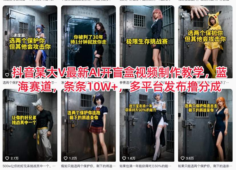 抖音某大V最新AI开盲盒视频制作教学，蓝海赛道，条条10W+，多平台发布撸分成采购|汽车产业|汽车配件|机加工蚂蚁智酷企业交流社群中心