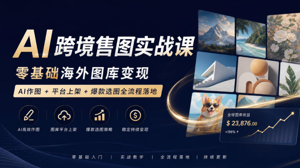 AI跨境售图实战课，零基础海外图库变现，AI作图+平台上架+爆款选图全流程落地采购|汽车产业|汽车配件|机加工企业家交流社群中心