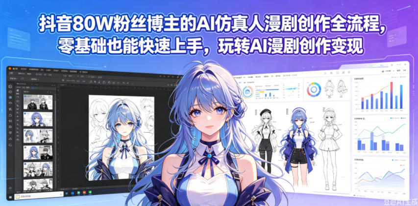 抖音80W粉丝博主的AI仿真人漫剧创作全流程,零基础也能快速上手,玩转AI漫剧创作变现采购|汽车产业|汽车配件|机加工企业家交流社群中心