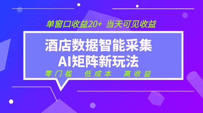 2026酒店数据采集ai智能矩阵新风口  低成本   高收益   当天见收益   单窗口20+采购|汽车产业|汽车配件|机加工企业家交流社群中心