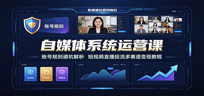 自媒体系统运营课:账号规则避坑解析,短视频直播投流多赛道变现教程采购|汽车产业|汽车配件|机加工企业家交流社群中心