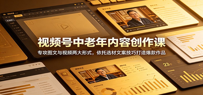 视频号中老年内容创作课：专攻图文与视频两大形式，依托选材文案技巧打造爆款作品采购|汽车产业|汽车配件|机加工企业家交流社群中心