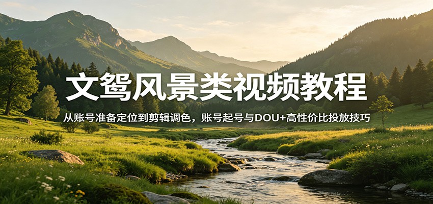 文鸳风景类视频教程：从账号准备定位到剪辑调色，账号起号与DOU+高性价比投放技巧采购|汽车产业|汽车配件|机加工企业家交流社群中心