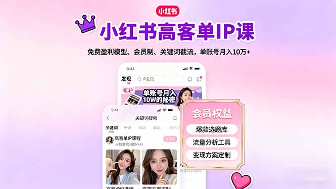 小红书高客单IP课,免费盈利模型、会员制、关键词截流,单账号月入10万+采购|汽车产业|汽车配件|机加工蚂蚁智酷企业交流社群中心