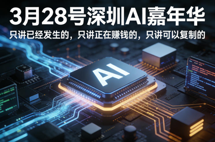 3月28号深圳AI嘉年华,只讲已经发生的,只讲正在賺钱的,只讲可以复制的采购|汽车产业|汽车配件|机加工企业家交流社群中心