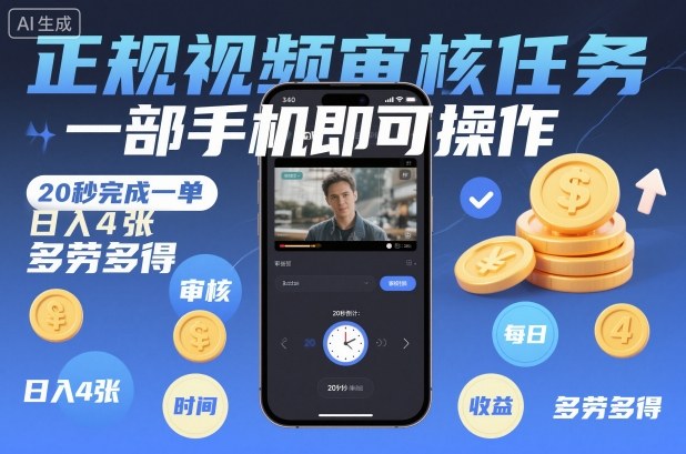 正规视频审核任务,一部手机即可操作,20秒完成一单,日入4张,多劳多得【揭秘】采购|汽车产业|汽车配件|机加工蚂蚁智酷企业交流社群中心