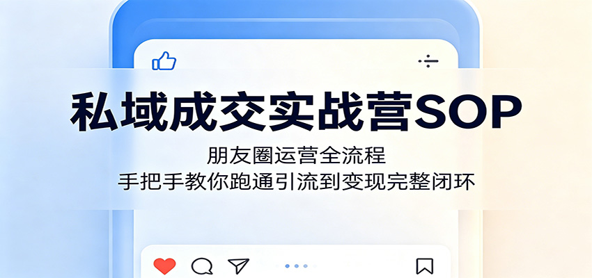 私域成交实战营SOP：朋友圈运营全流程，手把手教你跑通引流到变现完整闭环采购|汽车产业|汽车配件|机加工企业家交流社群中心