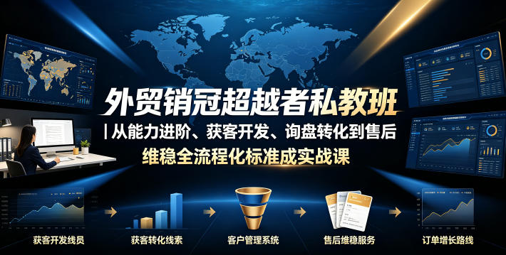 外贸销冠超越者私教班｜从能力进阶、获客开发、询盘转化到售后维稳全流程标准化成交实战课采购|汽车产业|汽车配件|机加工企业家交流社群中心