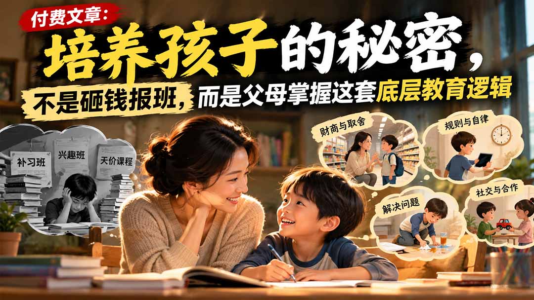 付费文章:培养孩子的秘密,不是砸钱报班,而是父母掌握这套底层教育逻辑采购|汽车产业|汽车配件|机加工企业家交流社群中心