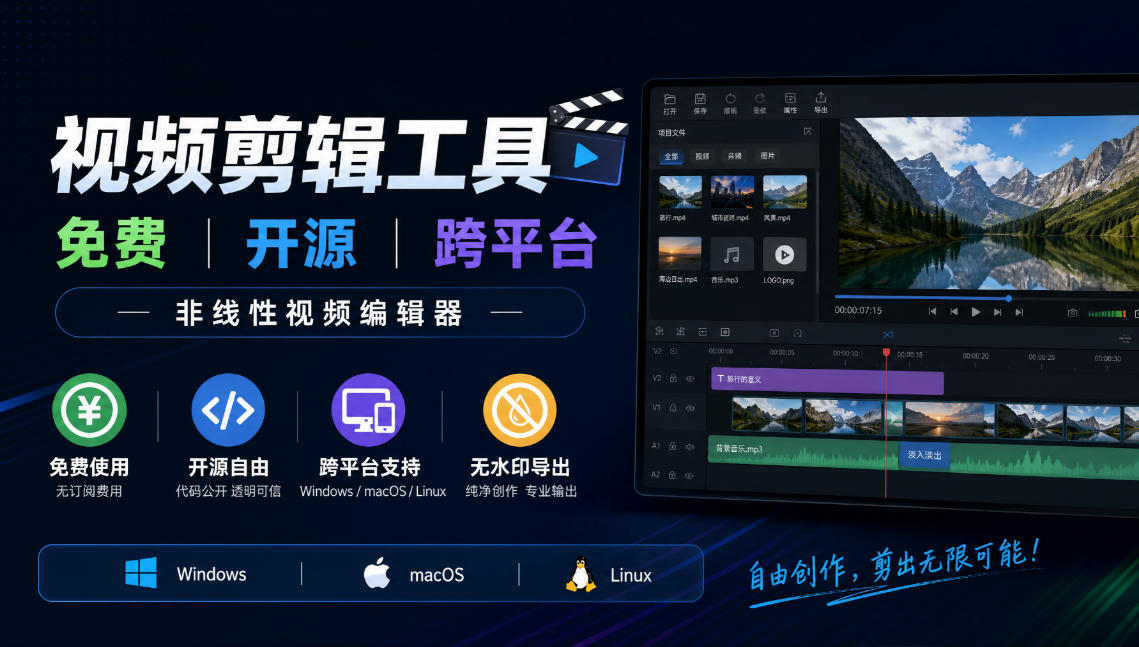 视频剪辑工具，免费、开源、跨平台，非线性视频编辑器，支持Windows、macOS、Linux，无水印、无订阅费用采购|汽车产业|汽车配件|机加工企业家交流社群中心