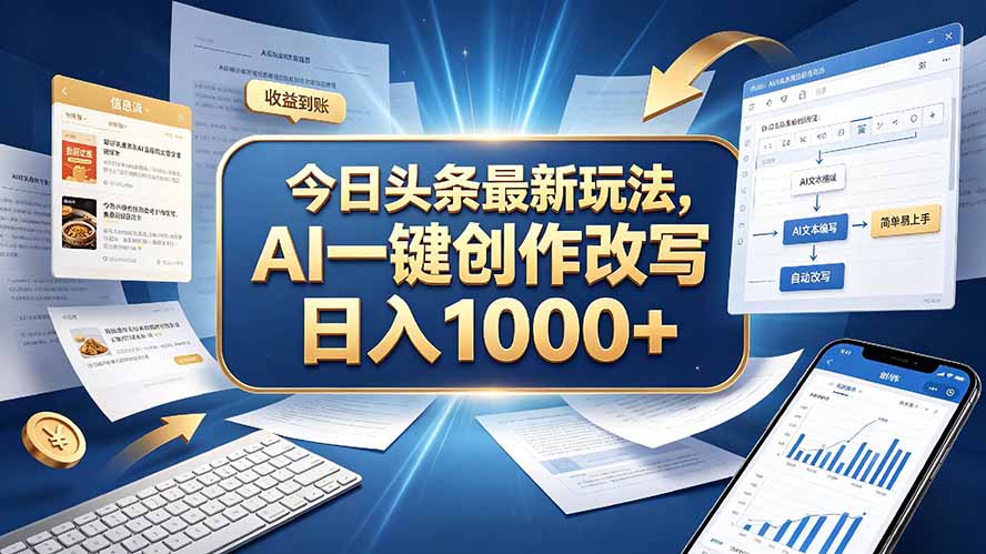 今日头条最新玩法，AI 一键创作改写，简单易上手，轻松日入 1000 +采购|汽车产业|汽车配件|机加工企业家交流社群中心