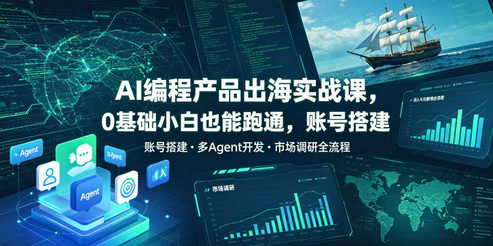 AI编程产品出海实战课,0基础小白也能跑通,账号搭建・多Agent开发・市场调研全流程,月入千刀跨境变现教程(更新0822)采购|汽车产业|汽车配件|机加工企业家交流社群中心
