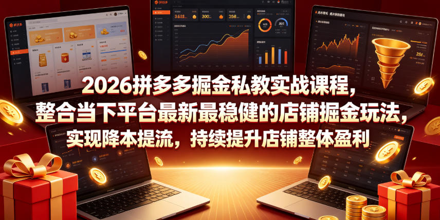 2026拼多多掘金私教实战课程,整合当下平台最新最稳健的店铺掘金玩法,实现降本提流,持续提升店铺整体盈利采购|汽车产业|汽车配件|机加工企业家交流社群中心