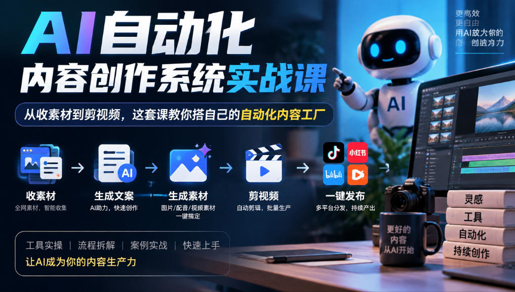 AI自动化内容创作系统实战课,从收素材到剪视频,这套课教你搭自己的自动化内容工厂采购|汽车产业|汽车配件|机加工企业家交流社群中心