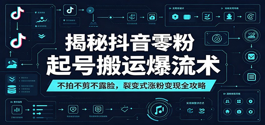 揭秘抖音零粉起号搬运爆流术：不拍不剪不露脸，裂变式涨粉变现全攻略采购|汽车产业|汽车配件|机加工企业家交流社群中心