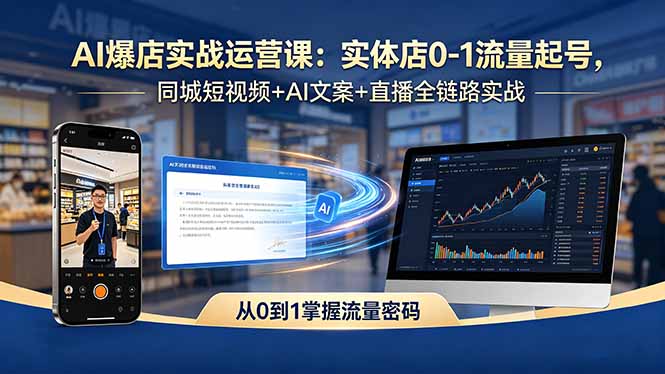 AI爆店实战运营课：实体店0-1流量起号，同城短视频+AI文案+直播全链路实战采购|汽车产业|汽车配件|机加工企业家交流社群中心