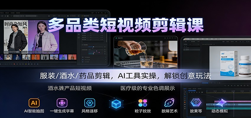 多品类短视频剪辑课：服装/酒水/药品剪辑，AI工具实操，解锁创意玩法采购|汽车产业|汽车配件|机加工蚂蚁智酷企业交流社群中心