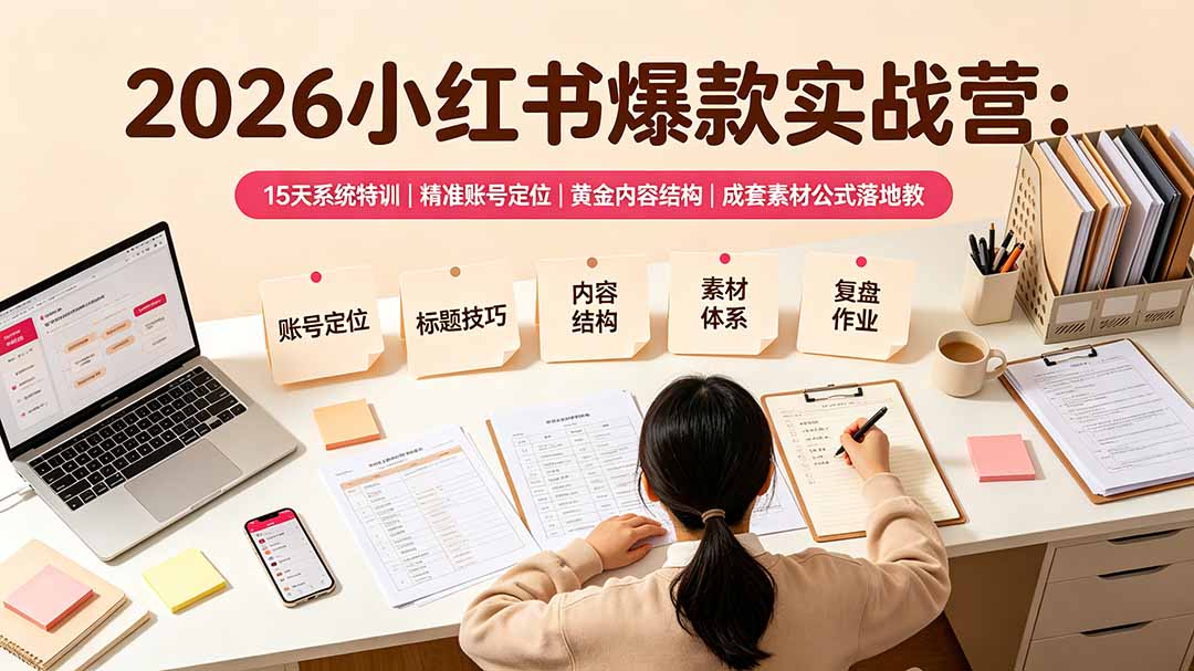 2026小红书爆款实战营：15天系统特训｜精准账号定位｜黄金内容结构｜成套素材公式落地教程采购|汽车产业|汽车配件|机加工企业家交流社群中心