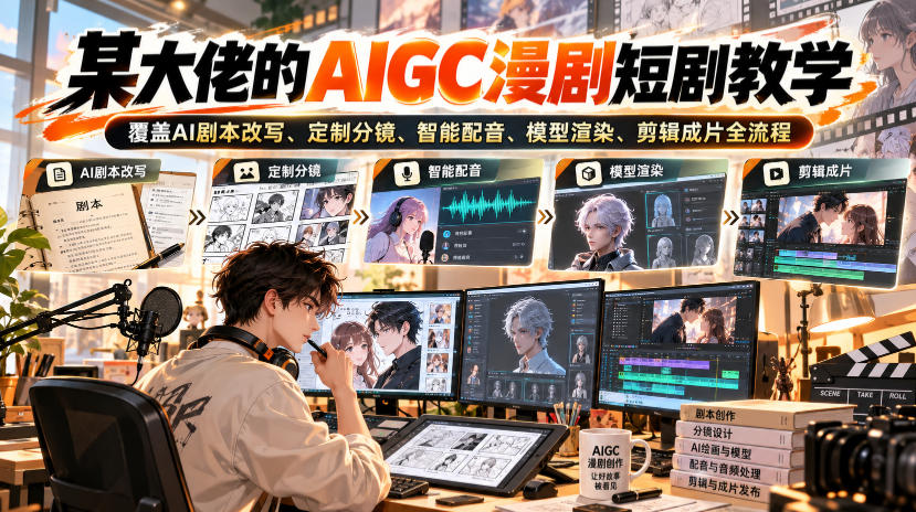 某大佬的AIGC漫剧短剧教学,覆盖AI剧本改写、定制分镜、智能配音、模型渲染、剪辑成片全流程采购|汽车产业|汽车配件|机加工企业家交流社群中心