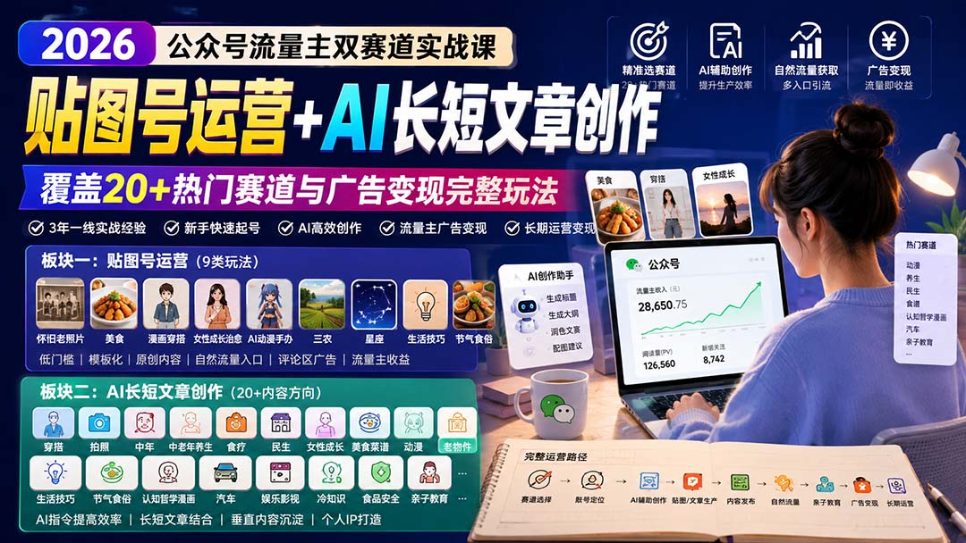 公众号流量主双赛道实战课:贴图号运营+AI长短文章创作,覆盖20+热门赛道与广告变现完整玩法采购|汽车产业|汽车配件|机加工企业家交流社群中心