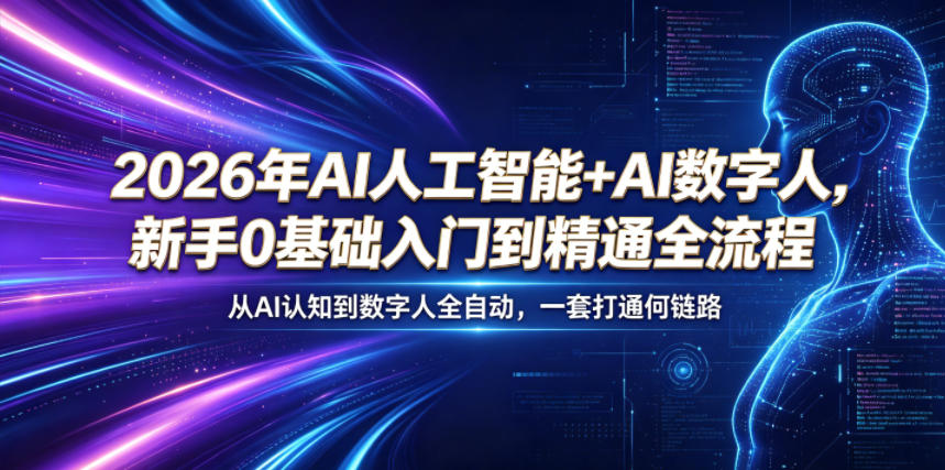 2026年AI人工智能+AI数字人，新手0基础入门到精通全流程，从AI认知到数字人全自动，一套打通全链路采购|汽车产业|汽车配件|机加工企业家交流社群中心