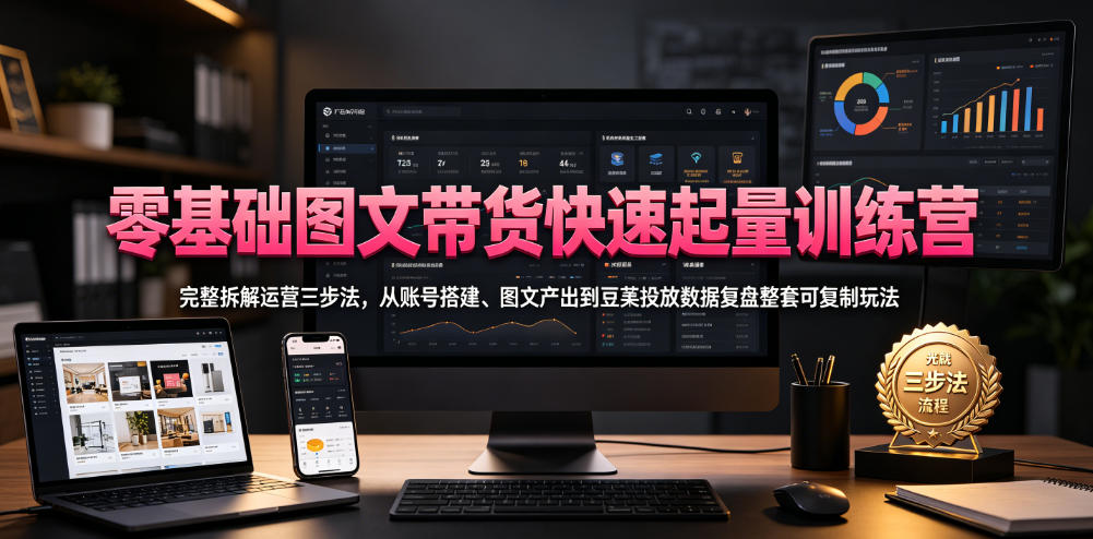 零基础图文带货快速起量训练营,完整拆解运营三步法,从账号搭建、图文产出到豆荚投放数据复盘整套可复制玩法采购|汽车产业|汽车配件|机加工企业家交流社群中心