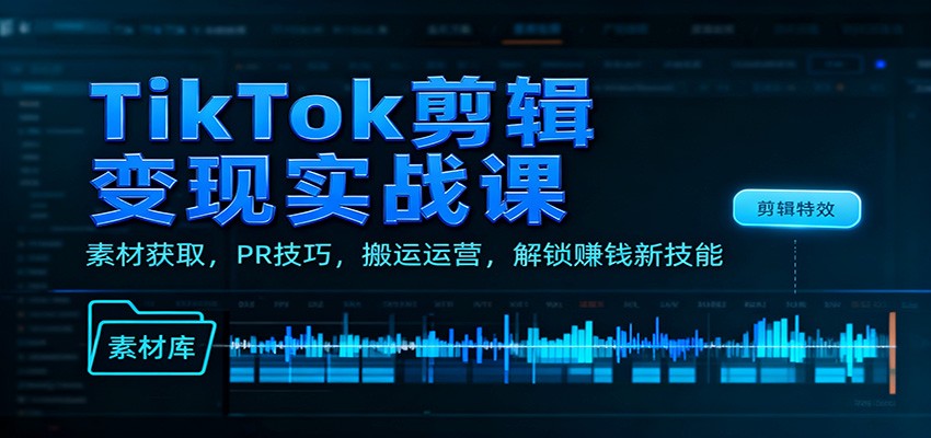 TikTok剪辑变现实战课:素材获取,PR技巧,搬运运营,解锁赚钱新技能采购|汽车产业|汽车配件|机加工蚂蚁智酷企业交流社群中心