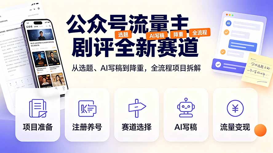 公众号流量主剧评全新赛道,从选题、AI写稿到降重,全流程项目拆解采购|汽车产业|汽车配件|机加工企业家交流社群中心