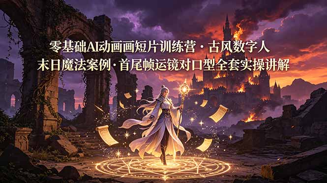 零基础AI动画短片训练营，古风数字人末日魔法案例，首尾帧运镜对口型全套实操讲解采购|汽车产业|汽车配件|机加工企业家交流社群中心