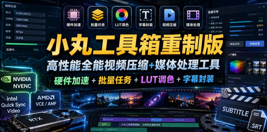 小丸工具箱重制版–高性能全能视频压缩+媒体处理工具｜硬件加速+批量任务+LUT调色+字幕封装采购|汽车产业|汽车配件|机加工企业家交流社群中心