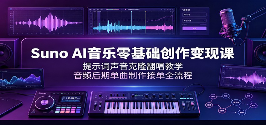 Suno AI音乐零基础创作变现课:提示词声音克隆翻唱教学,音频后期单曲制作接单全流程采购|汽车产业|汽车配件|机加工企业家交流社群中心