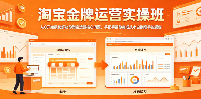 淘宝金牌运营实操班，从0开始系统解决你淘宝运营核心问题，手把手带你完成从小白到高手的蜕变采购|汽车产业|汽车配件|机加工企业家交流社群中心