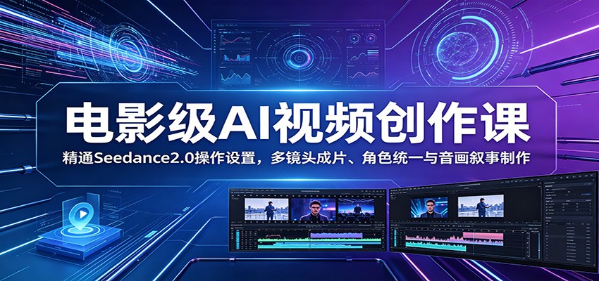 电影级AI视频创作课：精通Seedance2.0操作设置，多镜头成片、角色统一与音画叙事制作采购|汽车产业|汽车配件|机加工企业家交流社群中心