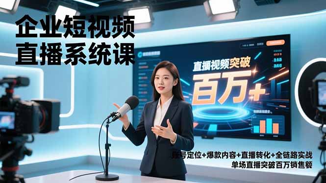 企业短视频直播系统课,账号定位+爆款内容+直播转化+全链路实战,单场直播突破百万销售额采购|汽车产业|汽车配件|机加工蚂蚁智酷企业交流社群中心