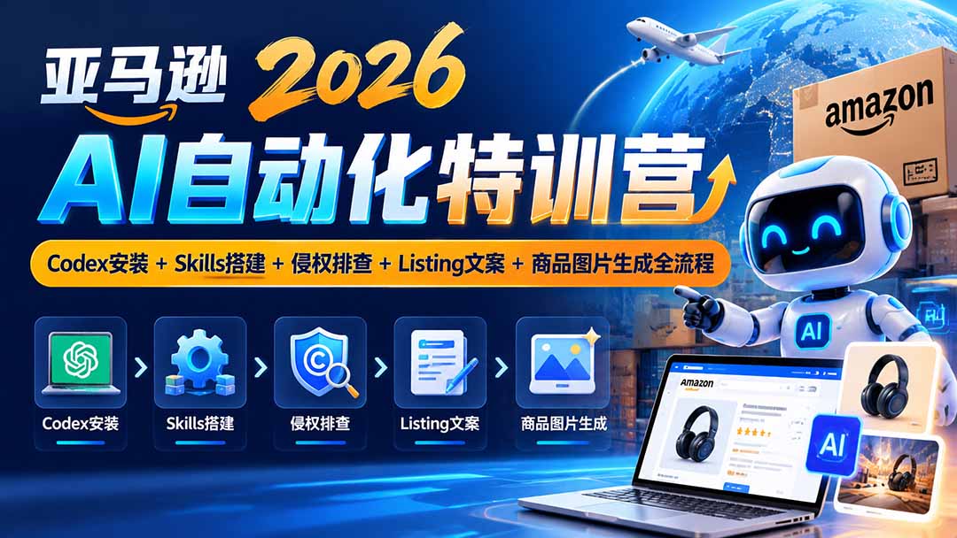 亚马逊2026AI自动化-10月特训营:Codex安装+Skills搭建+侵权排查+Listing文案+商品图片生成全流程采购|汽车产业|汽车配件|机加工企业家交流社群中心