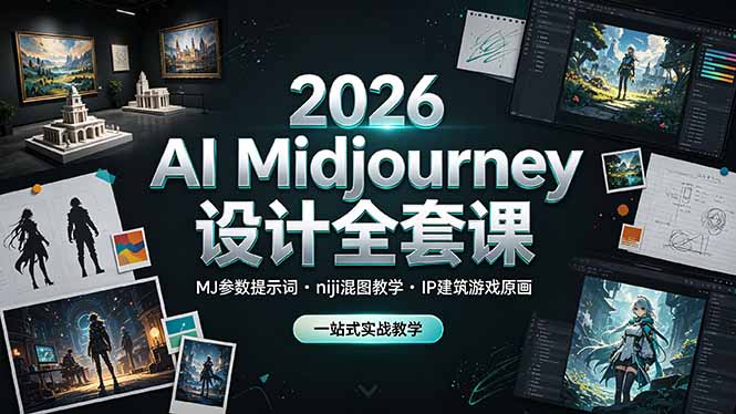 2026 AI Midjourney设计全套课，MJ参数提示词niji混图教学，IP建筑游戏原画一站式实战教学采购|汽车产业|汽车配件|机加工企业家交流社群中心