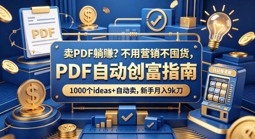 卖PDF躺賺？不用营销不囤货，PDF自动创富指南，1000个ideas+自动卖，新手月入9k刀【原创双语字幕】采购|汽车产业|汽车配件|机加工企业家交流社群中心