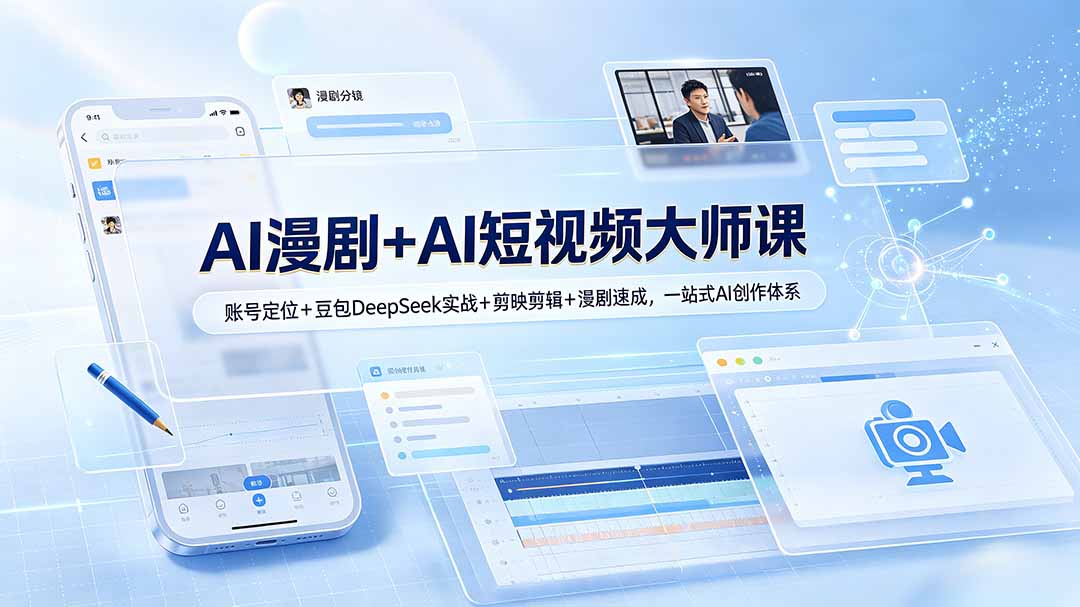 AI漫剧+AI短视频大师课:账号定位+豆包DeepSeek实战+剪映剪辑+漫剧速成,一站式AI创作体系采购|汽车产业|汽车配件|机加工企业家交流社群中心