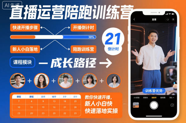 直播运营陪跑训练营，教你快速开播，新人小白快速落地实操采购|汽车产业|汽车配件|机加工蚂蚁智酷企业交流社群中心