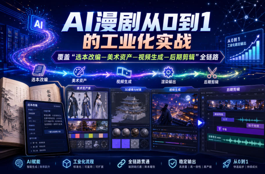 AI漫剧从0到1的工业化实战，覆盖“选本改编—美术资产—视频生成—后期剪辑”全链路(更新6月)采购|汽车产业|汽车配件|机加工企业家交流社群中心