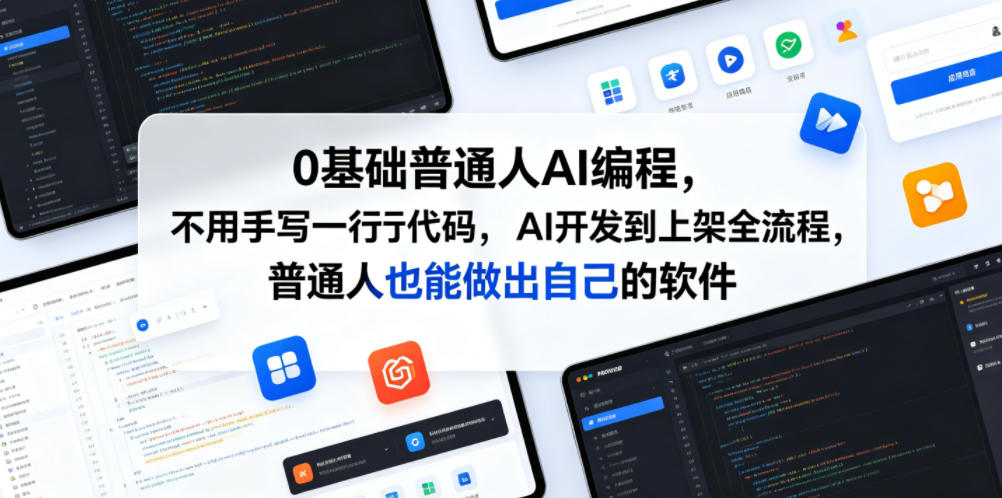 0基础普通人AI编程，不用手写一行代码，AI开发到上架全流程，普通人也能做出自己的软件采购|汽车产业|汽车配件|机加工企业家交流社群中心