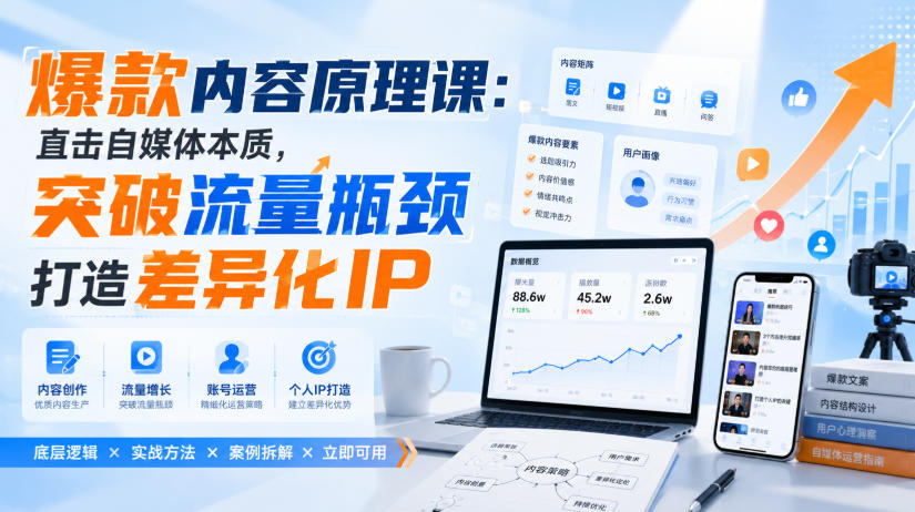 爆款内容原理课：直击自媒体本质，突破流量瓶颈打造差异化IP采购|汽车产业|汽车配件|机加工企业家交流社群中心