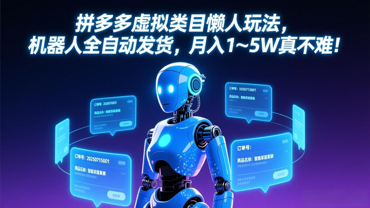 拼多多虚拟类目懒人玩法，机器人全自动发货，月入 1-5W 真不难！采购|汽车产业|汽车配件|机加工蚂蚁智酷企业交流社群中心