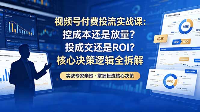 视频号付费投流实战课-5月：控成本还是放量？投成交还是ROI？核心决策逻辑全拆解采购|汽车产业|汽车配件|机加工企业家交流社群中心
