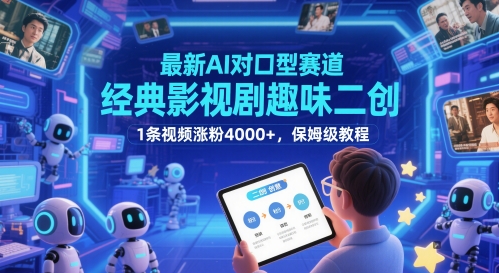 最新AI对口型赛道，经典影视剧趣味二创，1条视频涨粉4000+，保姆级教程采购|汽车产业|汽车配件|机加工蚂蚁智酷企业交流社群中心